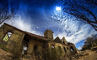 brown concrete house, landscape, nature, ruins, abandoned