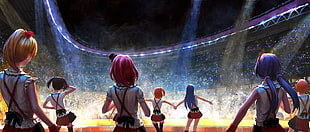 several female illustrations, Love Live!, podiums, stages, Nishikino Maki HD wallpaper