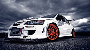 white racing car, car HD wallpaper