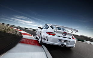 white and red Honda Civic sedan, Porsche 911 Carrera S