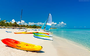 red and blue inflatable boat, sea, boat, beach