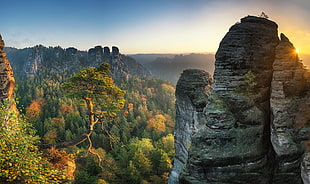 gray rock formation, landscape, rock, nature, trees