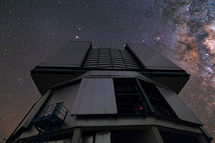 gray high-rise building, photography, landscape, nature, Milky Way