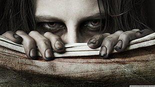 brown and gray textile, eyes, creepy, face, horror HD wallpaper