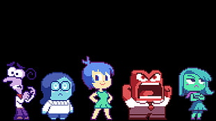 Disney Pixar Inside Out characters illustration, pixel art, pixels, Inside Out, Joy