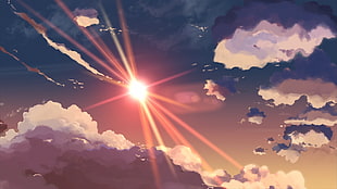 sun rays illustration, 5 Centimeters Per Second, anime HD wallpaper