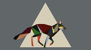 red, gray, and blue animal panting, nature, animals, artwork, fox HD wallpaper