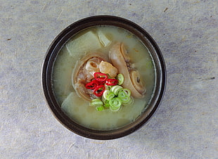 soup in brown bowl HD wallpaper