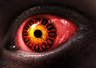 red and black analog clock eye wallpaper, eyes, Date A Live HD wallpaper