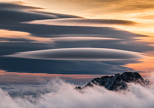 gray clouds, nature, landscape, mountains, bird's eye view HD wallpaper