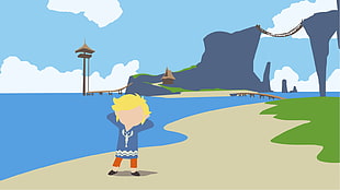 animated character near ocean HD wallpaper