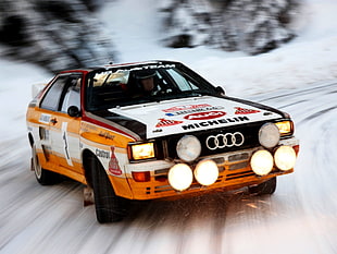 orange and black Audi car, Audi, audi quattro, car, rally cars