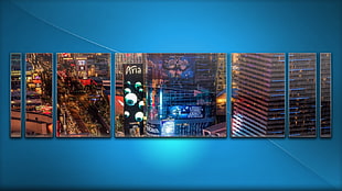 six panel wall arts, blue, collage, cityscape, Las Vegas HD wallpaper