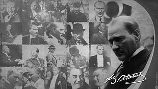 photo of man, Mustafa Kemal Atatürk, men, monochrome HD wallpaper