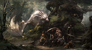 white dragon digital wallpaper, fantasy art, artwork, Wyvern HD wallpaper