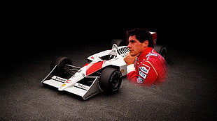 red and white racing car, Formula 1, Ayrton Senna, McLaren Formula 1