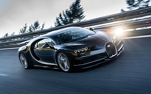 black Mercedes-Benz sedan, Bugatti Chiron, Super Car , vehicle, car