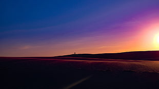 silhouette mountain under sunset, photography, sunset, clouds