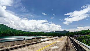 landscape and wide-angle photograph of dam HD wallpaper