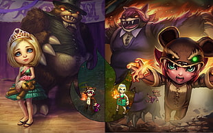 anime characters digital wallpaper, League of Legends, Annie (League of Legends), Tibbers