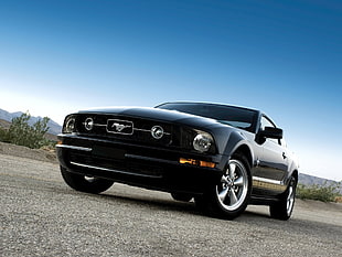 5th gen. black Ford Mustang coupe, car HD wallpaper