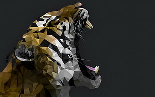 black, white, and brown tiger illustration