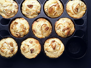 muffins on black tray HD wallpaper