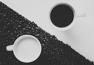 two white and black ceramic bowls, nature, coffee, Yin and Yang, cup HD wallpaper