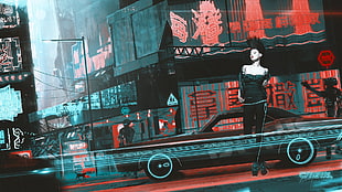 woman wearing black spaghetti strap top and black car HD wallpaper