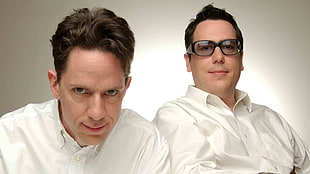 two men in white dress shirts HD wallpaper