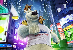 white bear and three sugar glider cartoon characters HD wallpaper