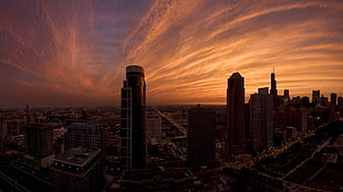 aerial photography of cityscape during golden hour, cityscape, sunset, sky, city