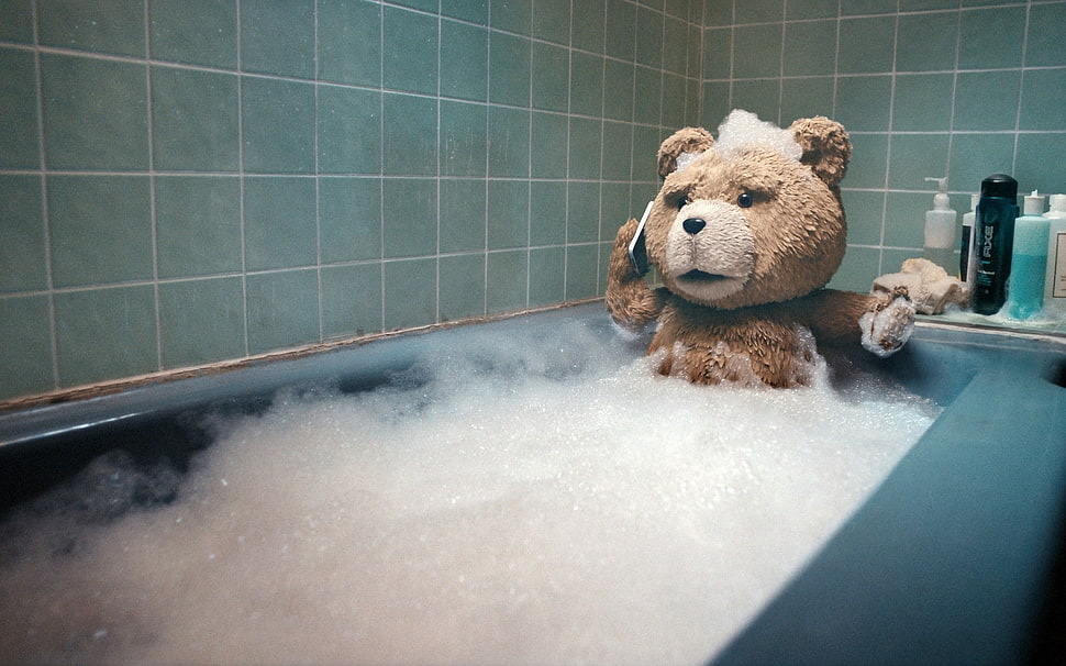 Ted on bath tub holding smartphone movie scene HD wallpaper | Wallpaper  Flare