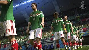 men's green and white jersey shirts, video games, FIFA World Cup HD wallpaper