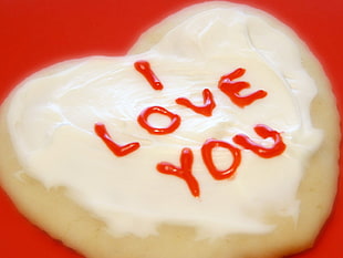 white and red food with i Love you text HD wallpaper