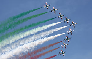 airshow, Frecce Tricolori, Aermacchi MB 339, Italian Air Force, aircraft HD wallpaper