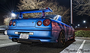 blue Nissan GT-R coupe, JDM, Nissan Skyline GT-R R34, car