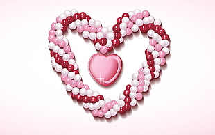 pink and white beaded heart shaped necklace HD wallpaper