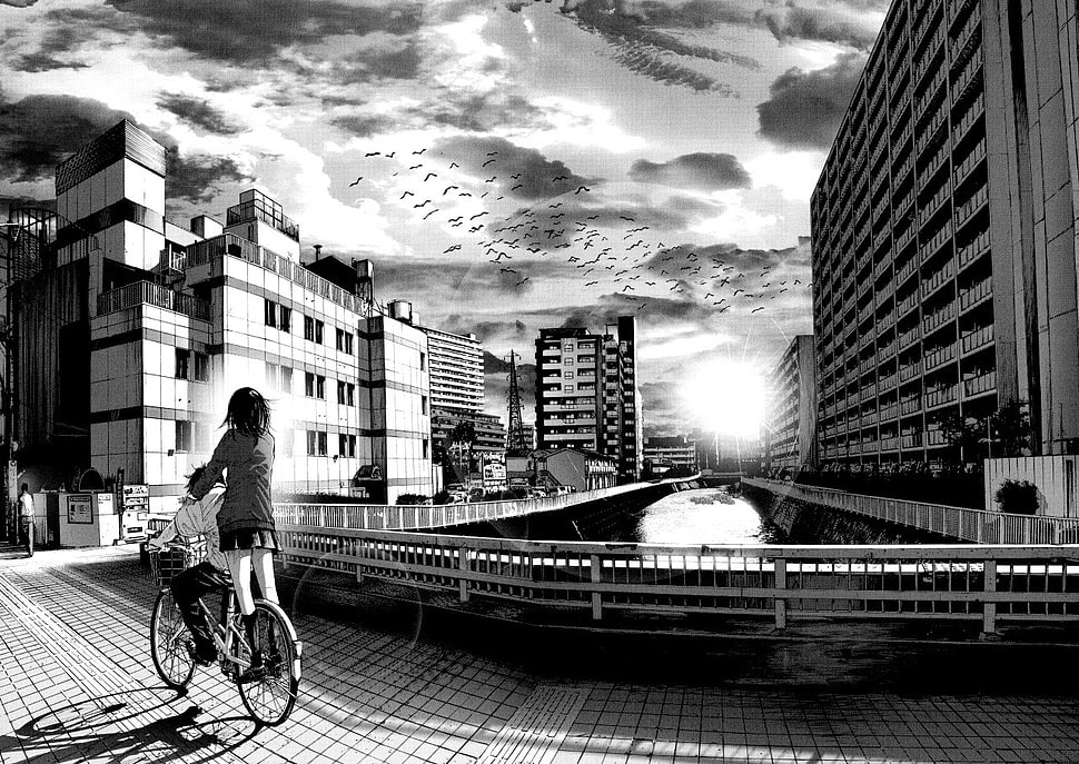 grayscale photography of anime characters, manga, monochrome, Oyasumi Punpun HD wallpaper