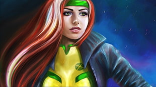 red female hair painting, fantasy art, X-Men, Rogue (character) HD wallpaper