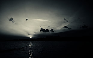 body of water, landscape, sky, water, dark