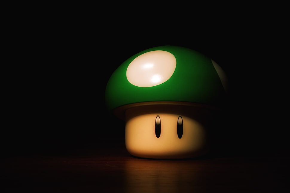 green and white plastic toy, Super Mario, mushroom HD wallpaper