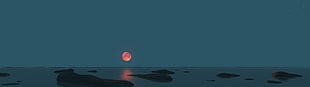 bodies of water under full moon HD wallpaper