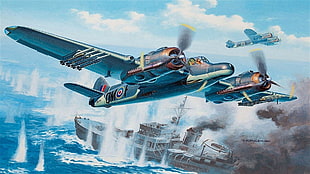 blue and gray fighter plane illustration, Bristol Beaufighter, World War II, airplane, military aircraft