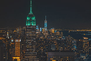 high-rise buildings, Skyscrapers, Night, Buildings