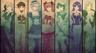 anime characters wallpaper, Neon Genesis Evangelion, Ikari Shinji, Ayanami Rei, Asuka Langley Soryu HD wallpaper