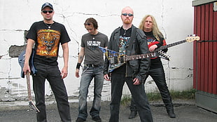 metal band holding electric guitars HD wallpaper