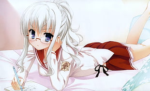 white haired female anime character illustration