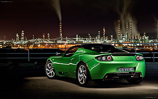green sports coupe, Tesla Motors HD wallpaper