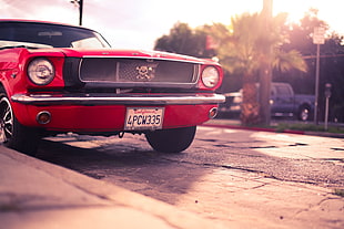 classic red Ford car HD wallpaper